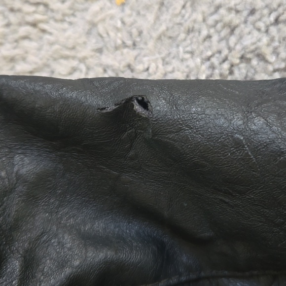 Black Vinyl American Eagle Backpack with Drawstring. Black/White floral inside - Picture 4 of 5